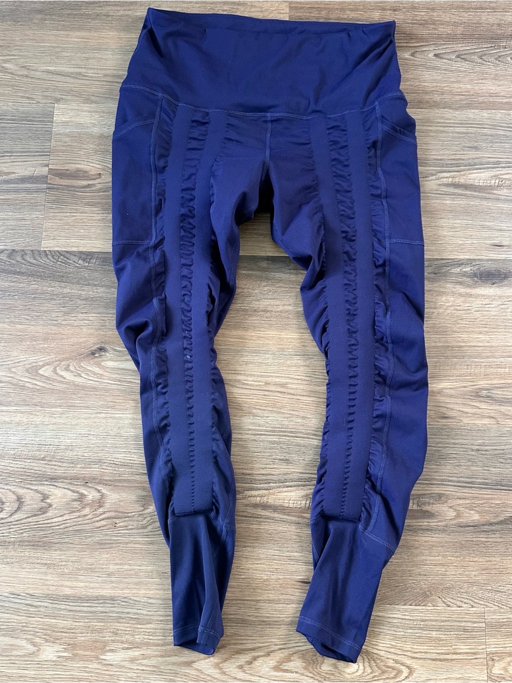 Sweetflexx High Rise Resistance Leggings Full Length Pockets Gym 26” Blue SZ 12